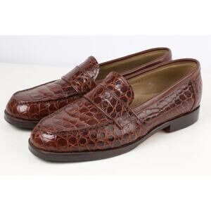 Vintage Men’s Brown Crocodile Shoes SIAM Leather Goods Exotic Skin Loafers 42